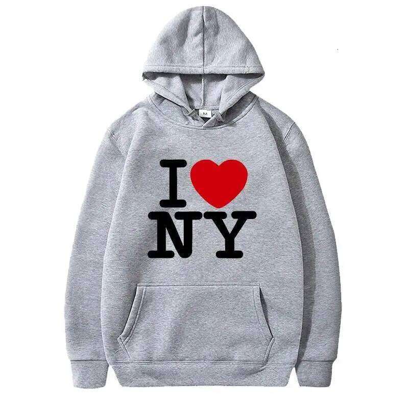 I Love New York Pritned Hoodies Men's and Women's Fashion Casual Hooded Pullover Street Hip Hop Clothing C260311