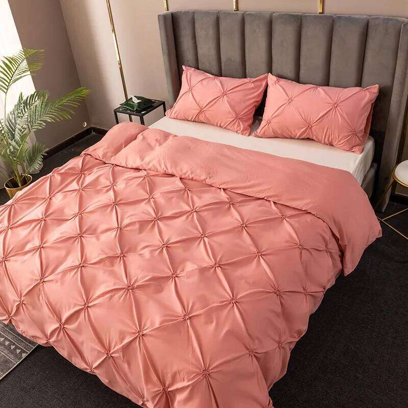 High Quality 3D Pinch Pleated Cover 220x240 Solid Color Single Double Twin Bedding Set Duvet cover H260311 - view 3