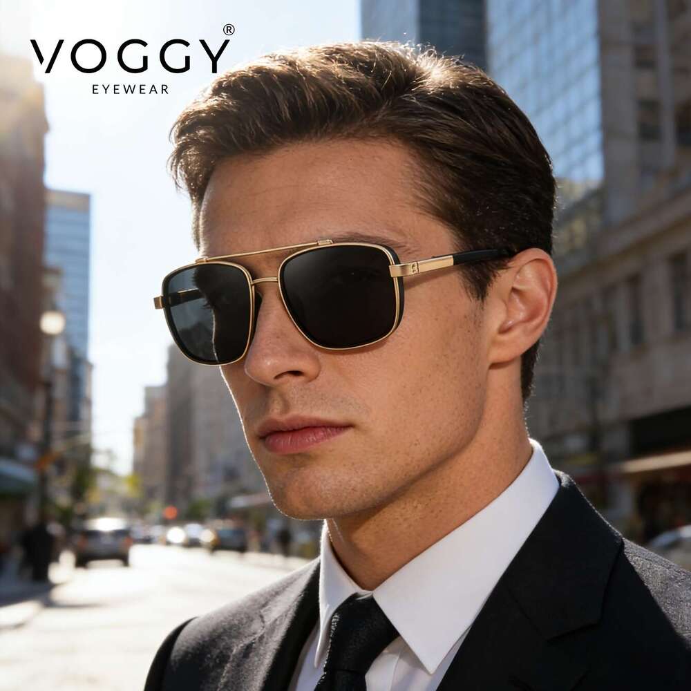 VOGGY Fashion Simple Retro Pilot Metal Tr UV Protection Polarized Glasses Men And Women Driving Outdoor Riding Fishing Holiday Party Decoration Props 