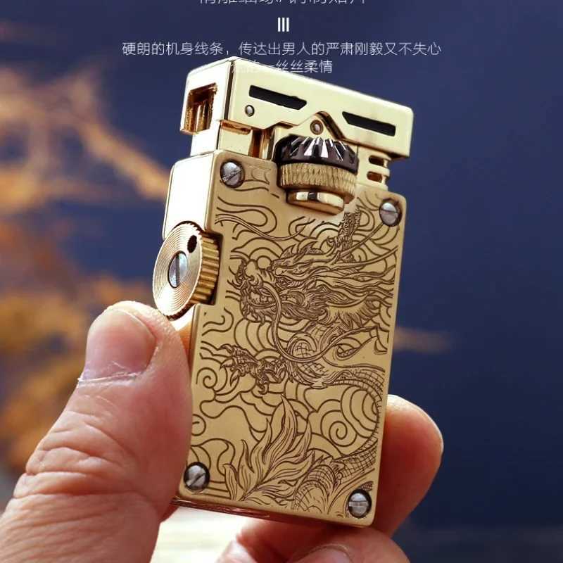 CHIEF High-end Luxury Retro Kerosene Lighter Windproof Side Sliding Wheel Exquisite Tangcao Line High-end Men N260311