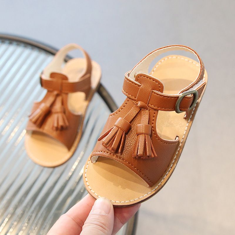 Kids Designer Sliders Sandals Girls Flat Tassel Sandals Kidszworld Toddler Fashion Design Summer Non-Slip Sandals Size US5.5C-US12.5C K0752