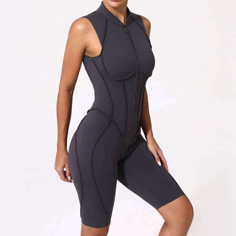 New Short Sleeve Zipper Sports Fitness Suits Women Dance Running Training Clothing Gym Push Ups Yoga Suit Set 26H0311