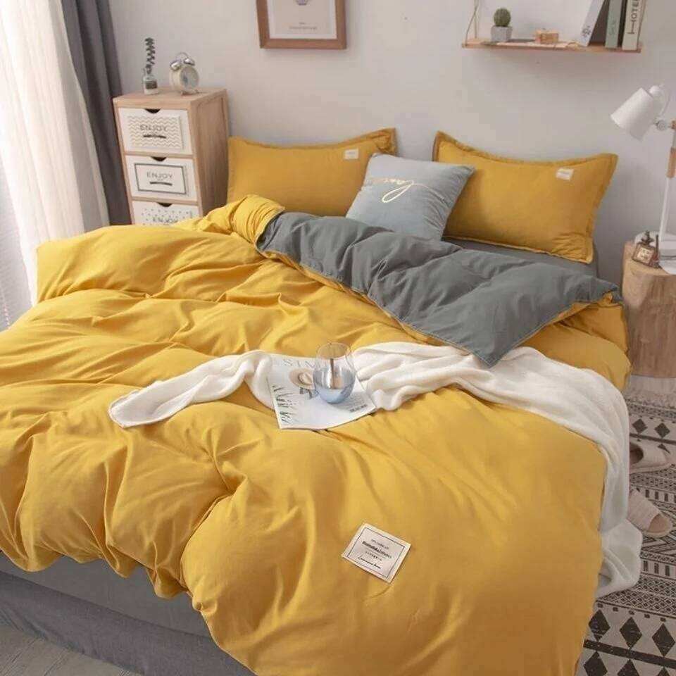 Simple Japanese Solid Color Pink Bedding Set Cover Twin Full Queen Linen Girl Women Polyester Bed Flat Sheet Pillowcase H260311 - view 7