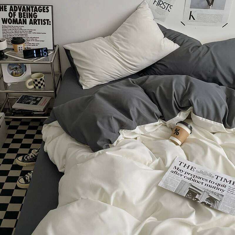 3-piece double color duvet cover + pillowcase, bedding set, soft and breathable bedroom or guest room without core H260311