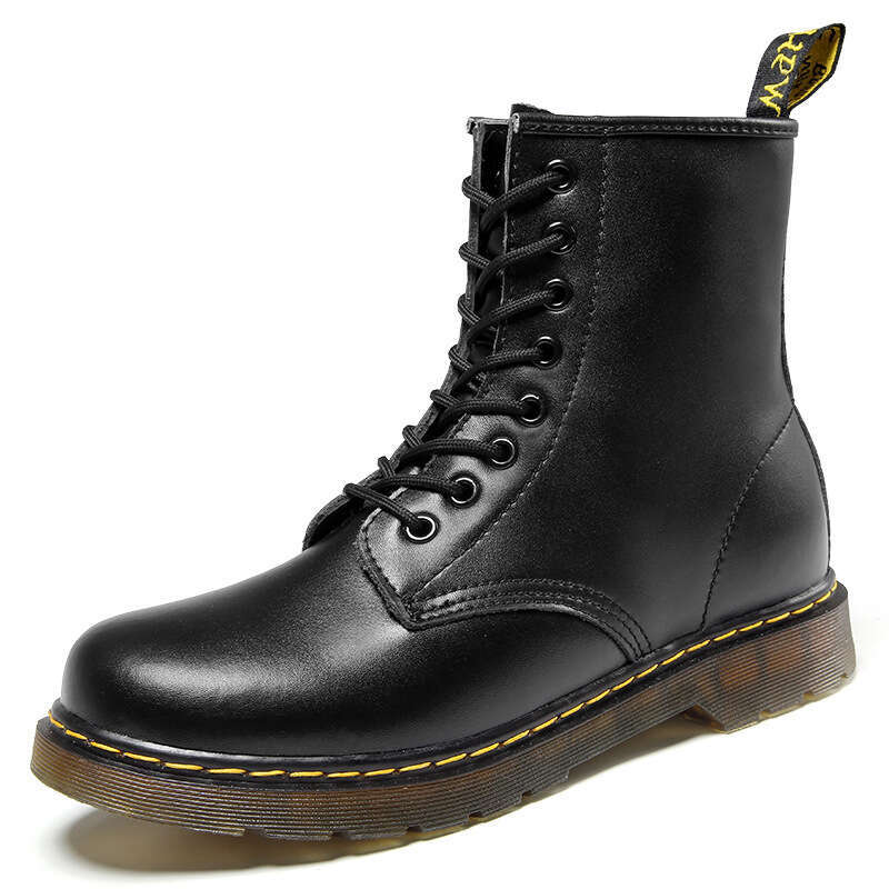 New European Style Couple Martin British Retro High-top Work Shoes Cowhide Round Toe Unisex Leather Boots Free Shipping