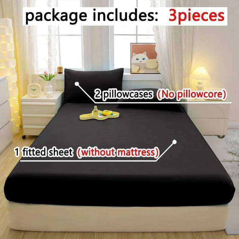 3pc minimalist modern solid color bedsheet soft and comfortable bedding, bedspread set including 1 bedsheet+2 pillowcases H260311