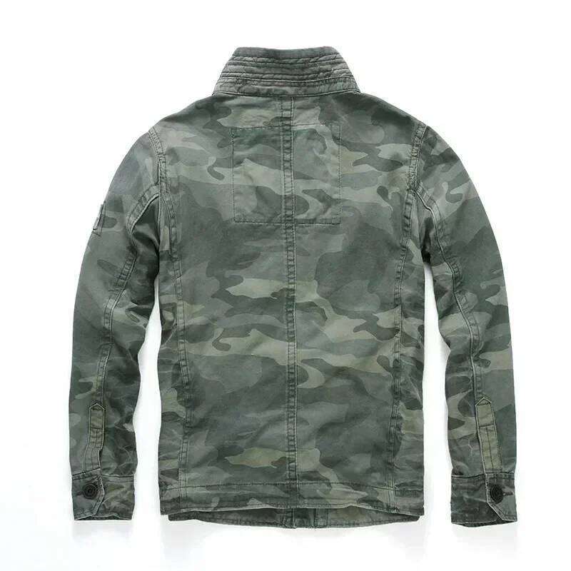 Men's M65 Denim Retro Cargo Jacket Outdoor Multi-Pocket Camo Top Casual Fashion Hiking Coat Field Uniform 26H0311