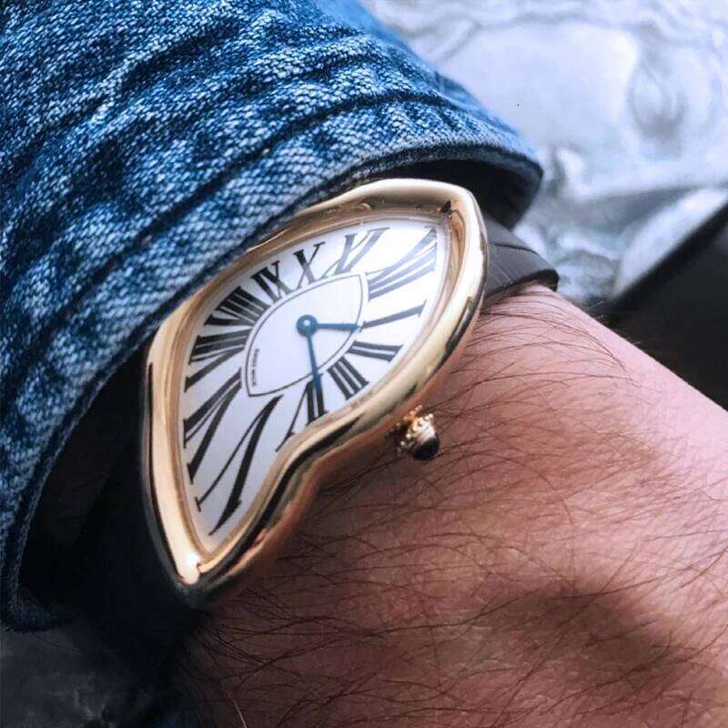 Y2K Medieval Collection Innovative Irregular Watch Leather Strap Fashion Avant-Garde Niche Design Quartz Wristwatch
