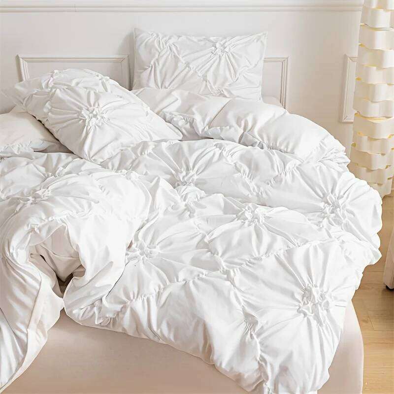 3 pieces of simple plain color fabric 100% polyester fiber quilt covers, soft with heart-shaped jacquard patterns H260311 - view 7