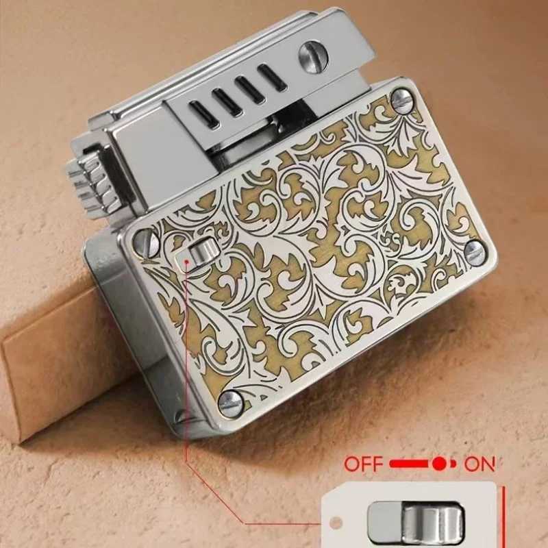 Retro Kerosene Lighter One-click Ejection Ignition Creative Engraved Double-sided Sugar Grass Personalized Gift for Men N260311