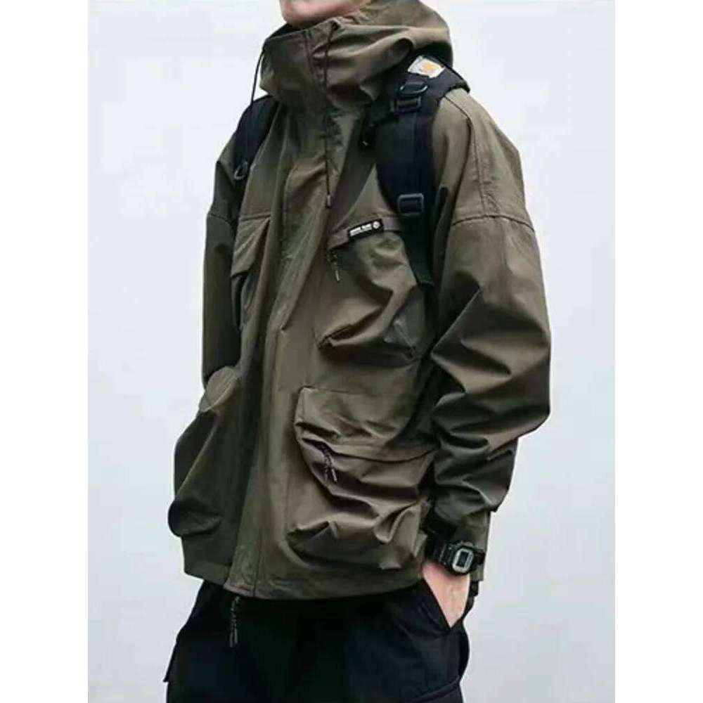 Multi Pocket Hooded Cargo Men Women Japanese Harajuku Casual Windbreak Jacket Outdoor Spring Autumn Fashion Couple Coats 26H0311