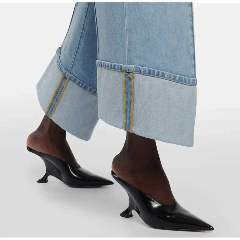 2025 New Design Fashion Platform Wedges High Heels Mule Women Concise Shallow Pointed Toe Party Dress Ladies Shoes K260311