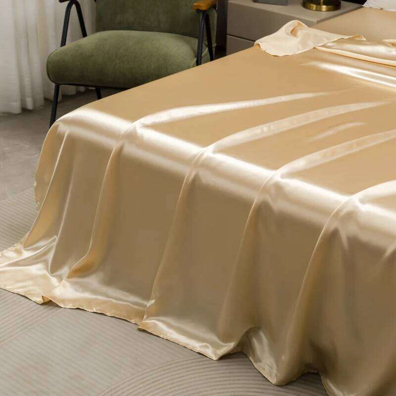Opulent Solid Color Satin Bedding Set,Includes Flat Fitted Sheet, Pillowcases, Linens for a Royal Sleep Experience H260311 - view 3