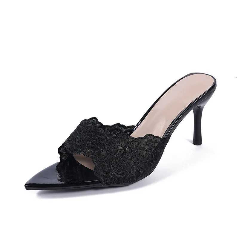 2026 New High Heel Sandals Women Pointed Fine Heel Embroidered Slippers Sexy Pointed Party Sandals Slippers Women Shoes K260311