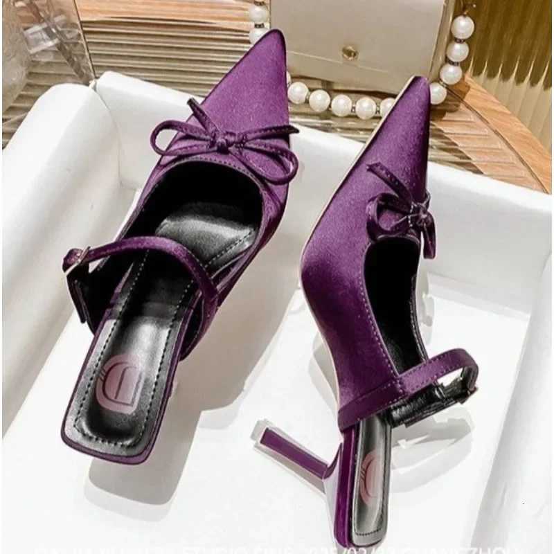 Elegant Leopard Mid Heels Bow Fashion Sandals 2025 Summer Pointed Toe Sexy Pumps Women Shoes Dress Designer Zapatillas K260311