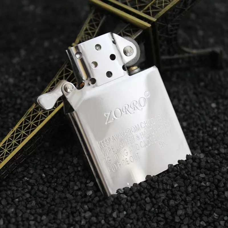 Pure Copper Windproof Metal Personalized Creative Square Head Retro Vintage Parallel Line Kerosene Lighter N260311