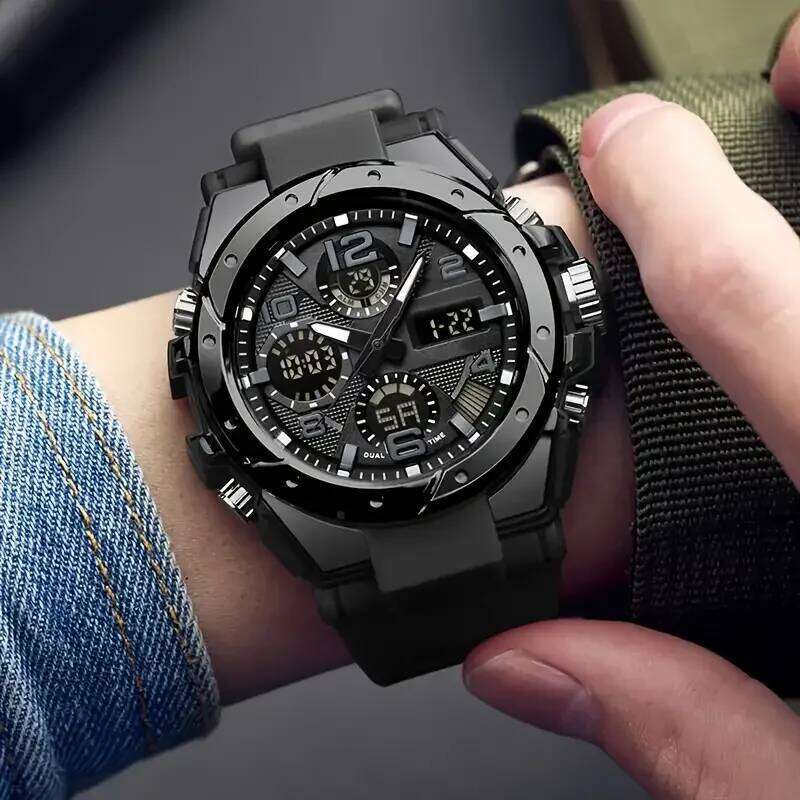 High-Appearance Large Dial Led Luminous for Men, Women, Teenagers with Calendar, Alarm, Stopwatch, Outdoor Sports Digital and Analog Dual Display Watc