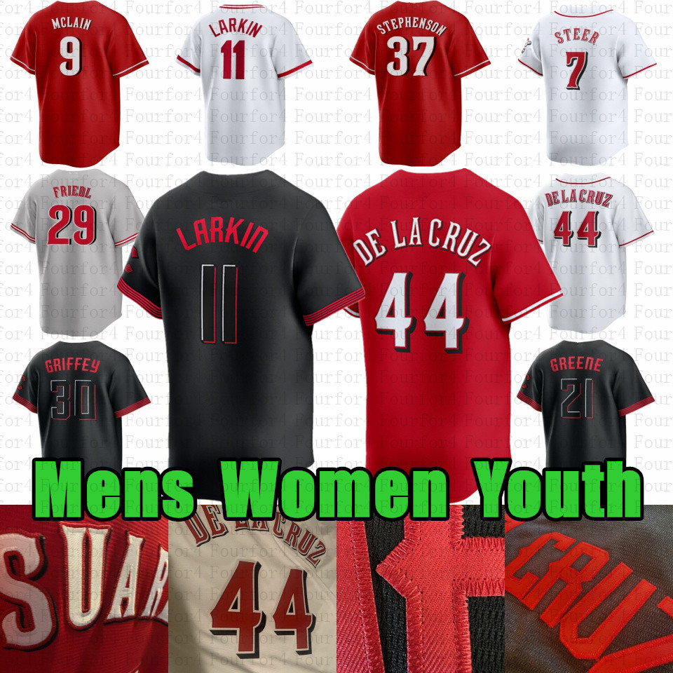 44 Elly De La Cruz Football Jersey Matt McLain Hunter Greene Tyler Stephenson Noelvi Marte Cincinnatti Reds Spencer Steer Barry Larkin Ken Griffey Jr. Eugenio Suarez