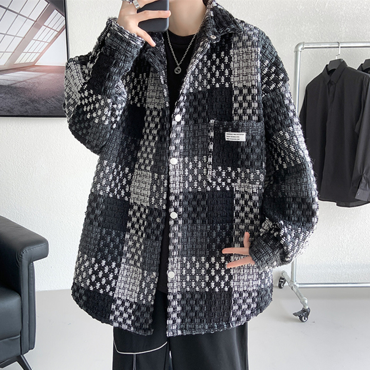 2026 Fashionable Checkered Men's Jacket Designer Jacket Plus Size Loose Fashion Brand Casual And Handsome Multifunctional Jacket Suitable For Tal