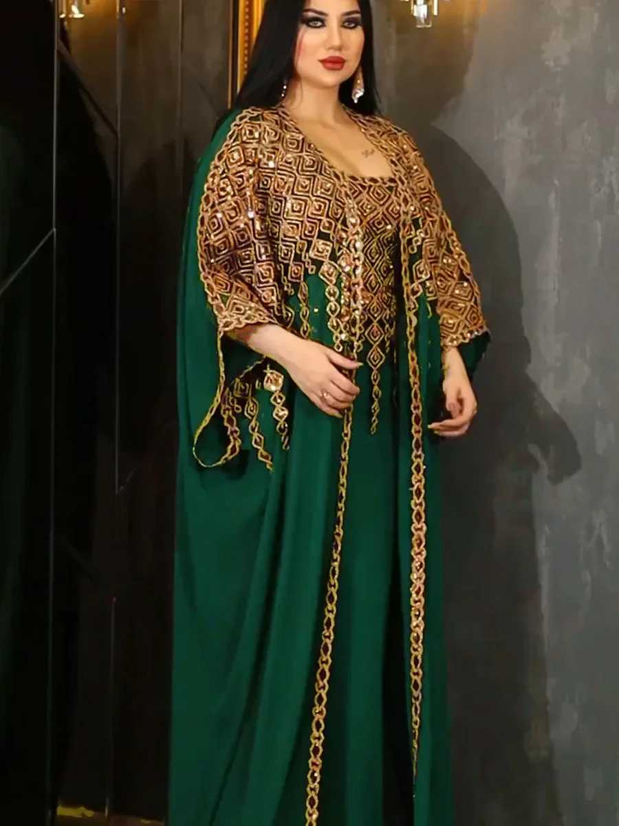 Eid 2 Piece Set with Inner Dress Party Abaya Women Ramadan Cardigan Long Dress Suits Kaftan Vestidos Largos Robe Jalabiya 2024 X260311