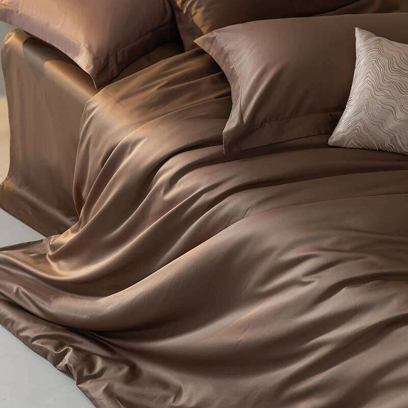 100%Lyocell Eucalyptus Bedding,Coffee Single Duvet Cover Natural Plant Fiber Bed Sheet Or Silky Pillowcase For Four Sesason H260311