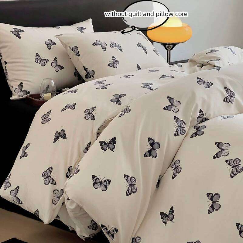 3pcs 100% Cotton Duvet Set 1*Duvet Cover + 2*Pillowcase, Without Core, black butterfly Bedding Set, Soft Comfortable H260311