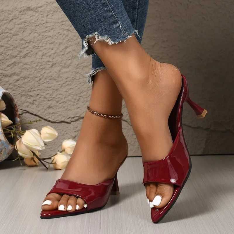 New Pointed Toe Thin Kitten Heel Summer Open Toe Flip-flops Low Heel Wear Non-slip Thin Heel Womens Shoes K260311