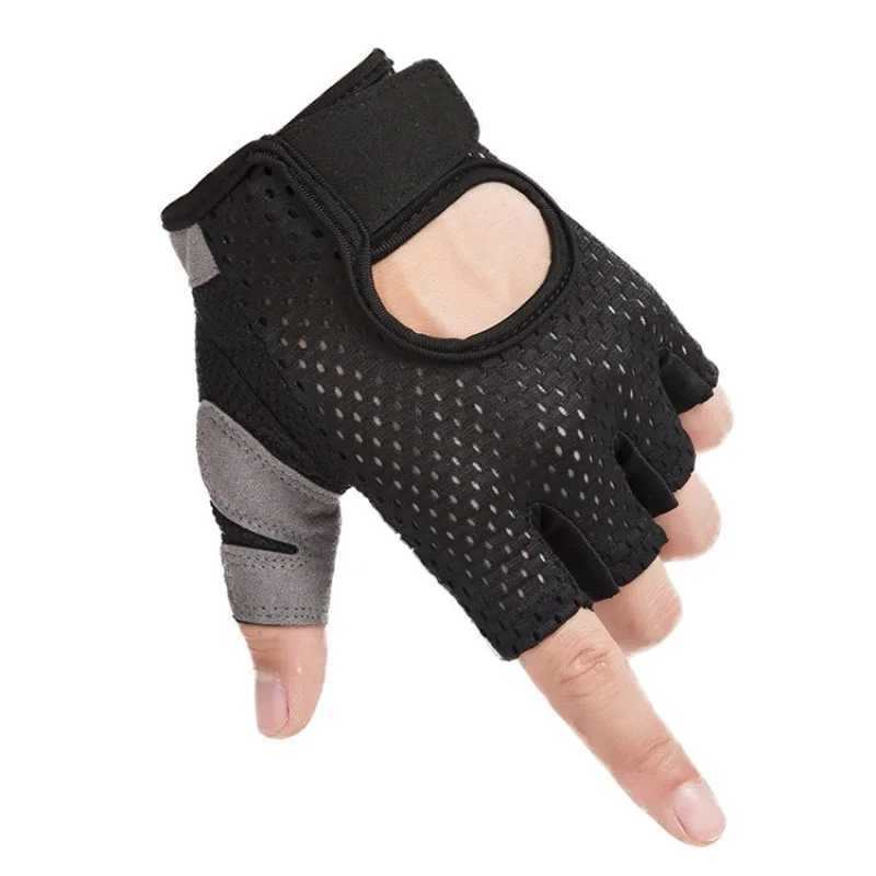 Half Finger Sports Gloves Unisex Gym Dumbbell Training Cycling Hollow Mesh Breathable Thin Gloves M260311
