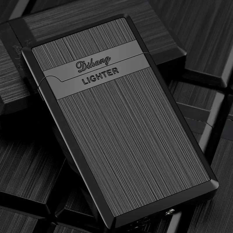 Open Cover Press Ignition Creative Gas Butane Metal Turbo Torch Lighter Gold Silver Black Cigar Lighter High-end Gift N260311