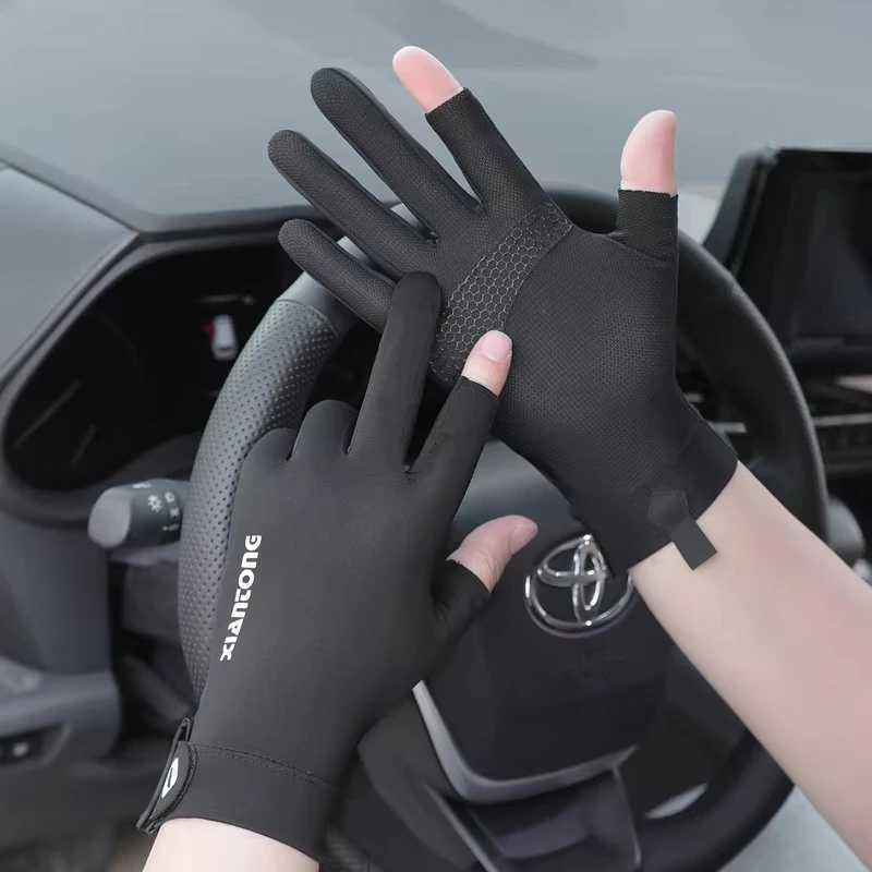 Summer UV Protection Gloves Two-Fingerless Non-Slip Gloves for Men Women Breathable Gloves for Driving Cycling Climbing Workout M260311