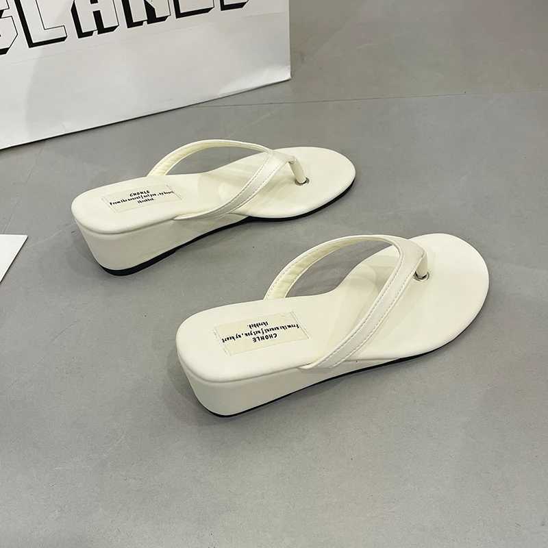 Women Wedges Slippers Heeled Sandals Casual Flip Flops Flats Shoes Woman 2025 Trend Summer Pumps Shallow Clip Toe Slides Mujer K260311