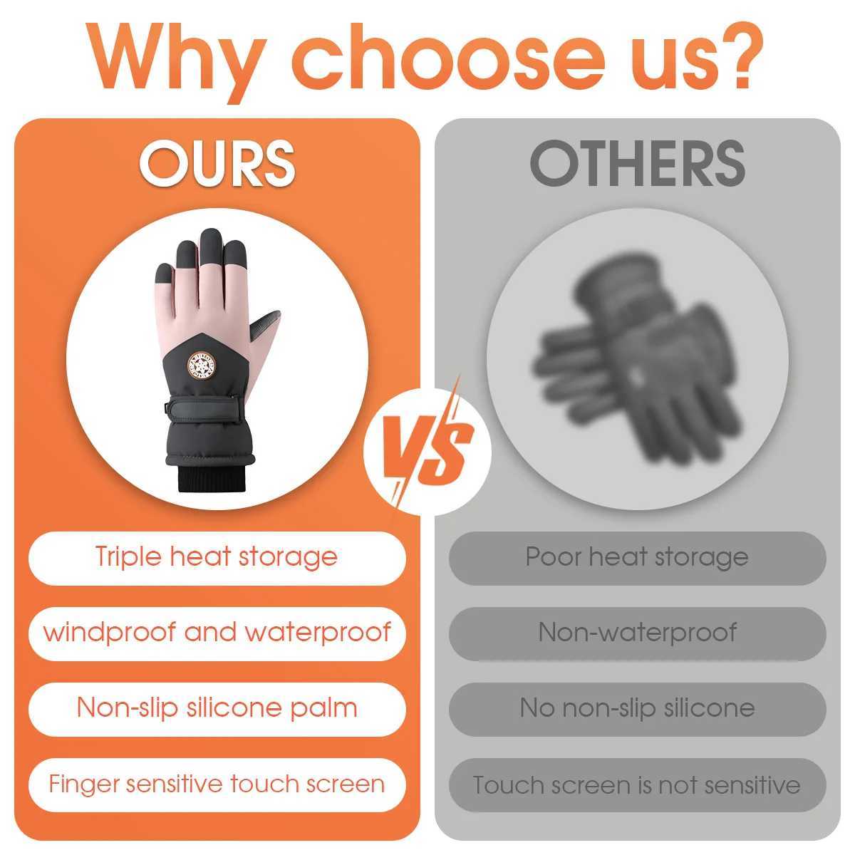 Ski gloves are warm cold resistant thick slip resistant splash proof and suitable for outdoor hiking and cycling in winter M260311