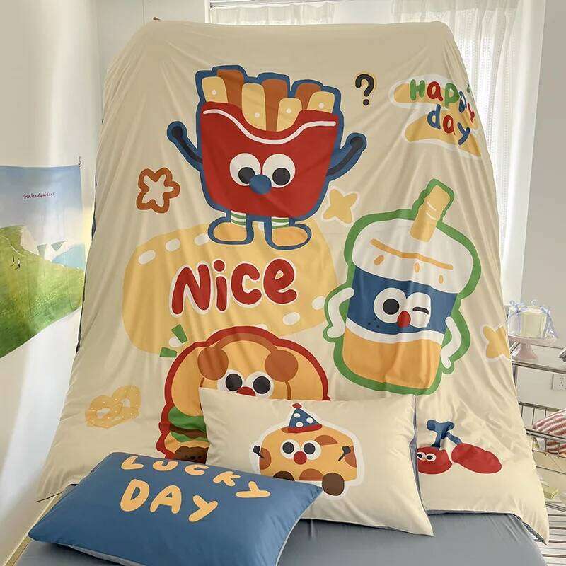 Customizable 2025 spring and summer washed cotton Mengmeng cartoon large print 1.5/1 four-piece bed set H260311