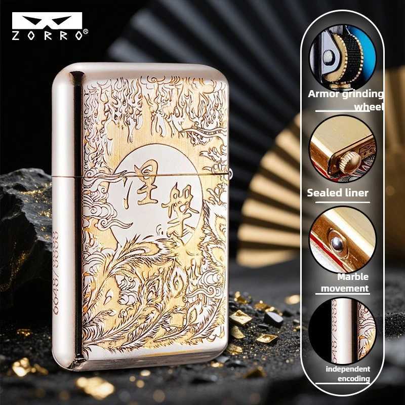 Z790 3rd Generation Brass Carving Phoenix Nirvana Retro Windproof Lighter High-end Classic Retro Oil Machine N260311