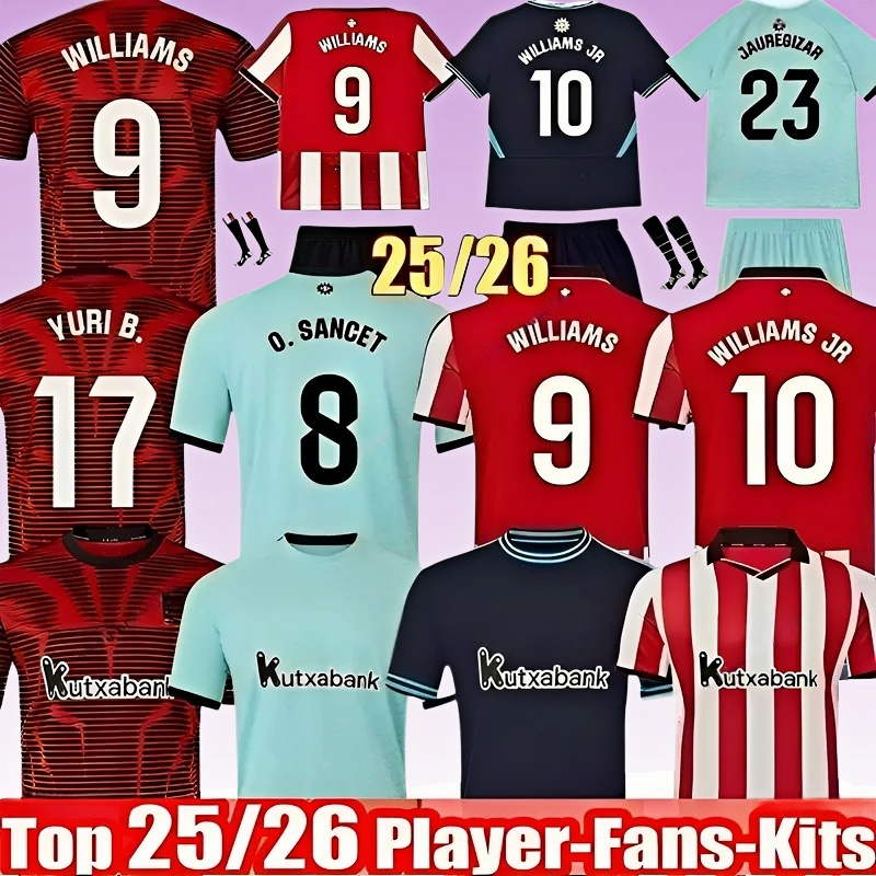 25 26 Bilbao Clubs Soccer Jerseys WILLIAMS JR BERENGUER MUNIAIN O. SANCET 2025 2026 Athletic Bilbao WILLIAMS VILLALIBRE J.GUERRERO Football Shirt maillot de football