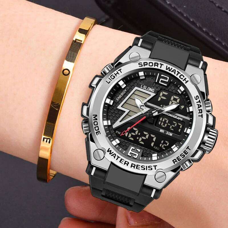 2025 New Model Men's and Women's Trendy Fashion High-Value Lightning Night Light Display Chronograph Dual Calendar + Alarm Outdoor Sports Wa