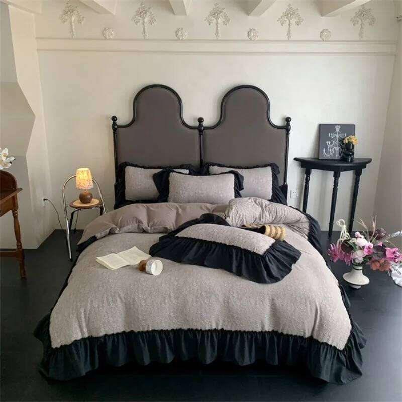 2025 New Monet washed sanded double-layer yarn three-dimensional jacquard large lace craft four-piece sheet set H260311