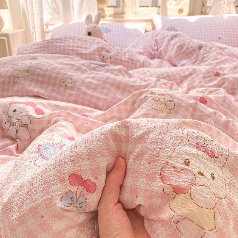 2025 new wrinkled double-layer yarn four-piece set, mattress model, cream wind class A cloud feeling super soft kapok kit H260311
