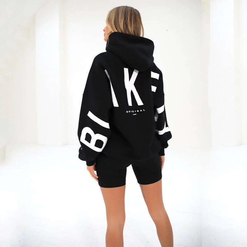 New Amazon Cross-Border European and American Fashion Printed Thick Versatile Long Sleeve Loose Hooded Sweatshirt for Women
