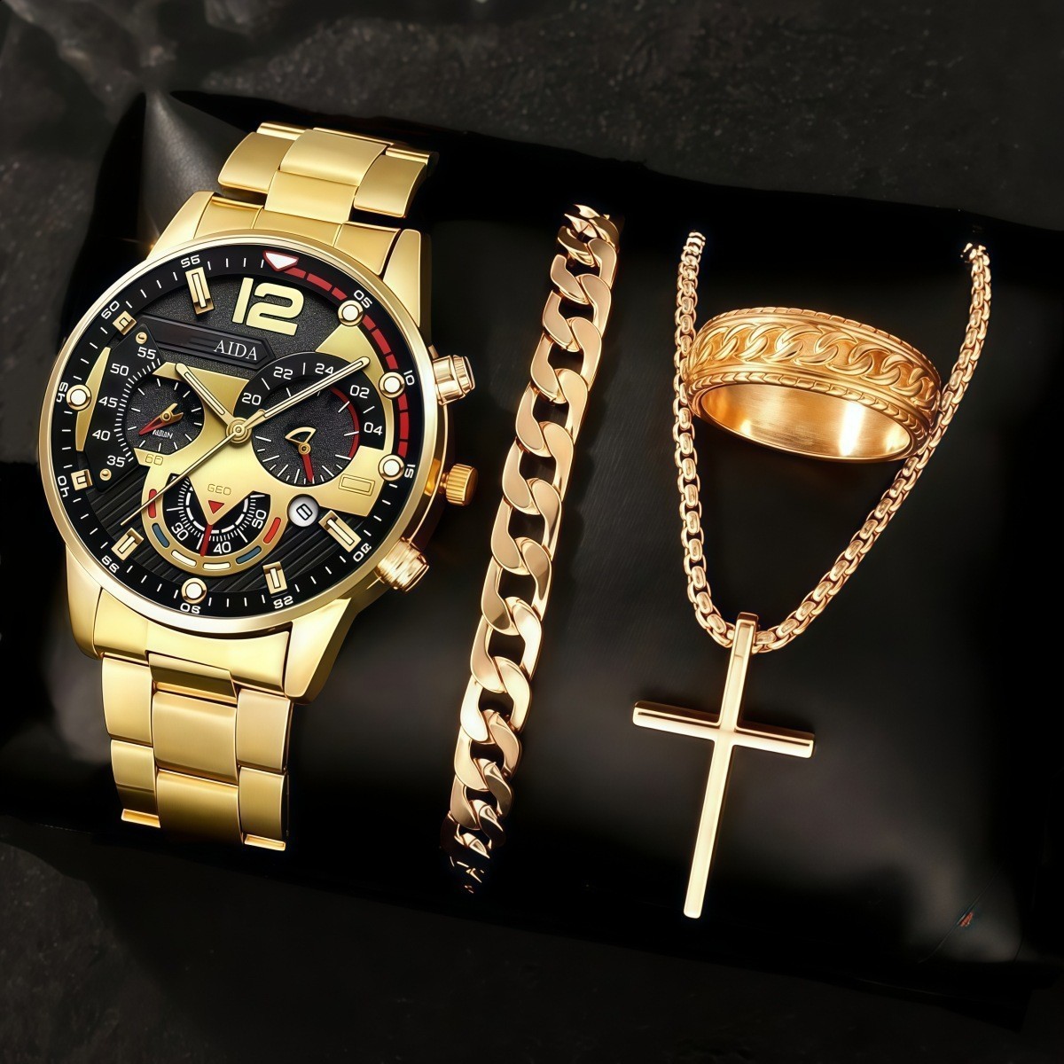mens watches 3piece fashionable mens watch multicolor combination quartz mens watch set 250901