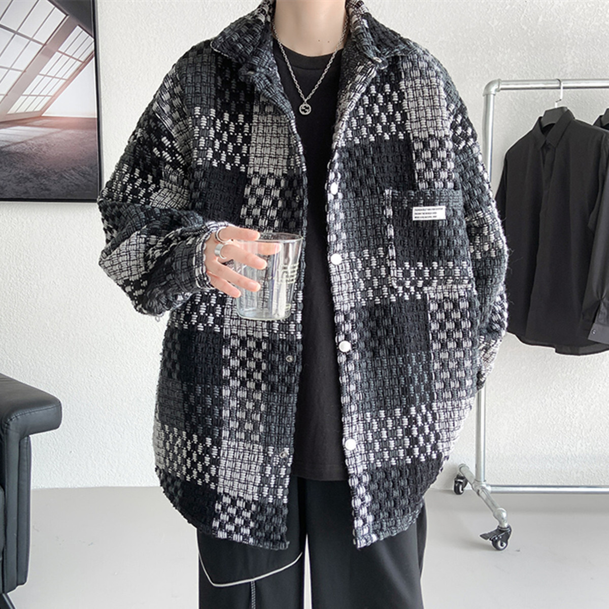 2026 Fashionable Checkered Men's Jacket Designer Jacket Plus Size Loose Fashion Brand Casual And Handsome Multifunctional Jacket Suitable For Tal