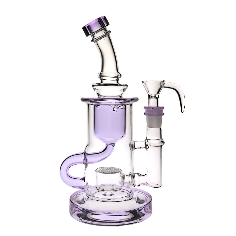 SAML Hookahs SOL Klein Bong Glass Recycler Flower Water Pipe Seed Of Life Bowl Size 14.4mm Thick Base PG3003(FC-Klein) Purple