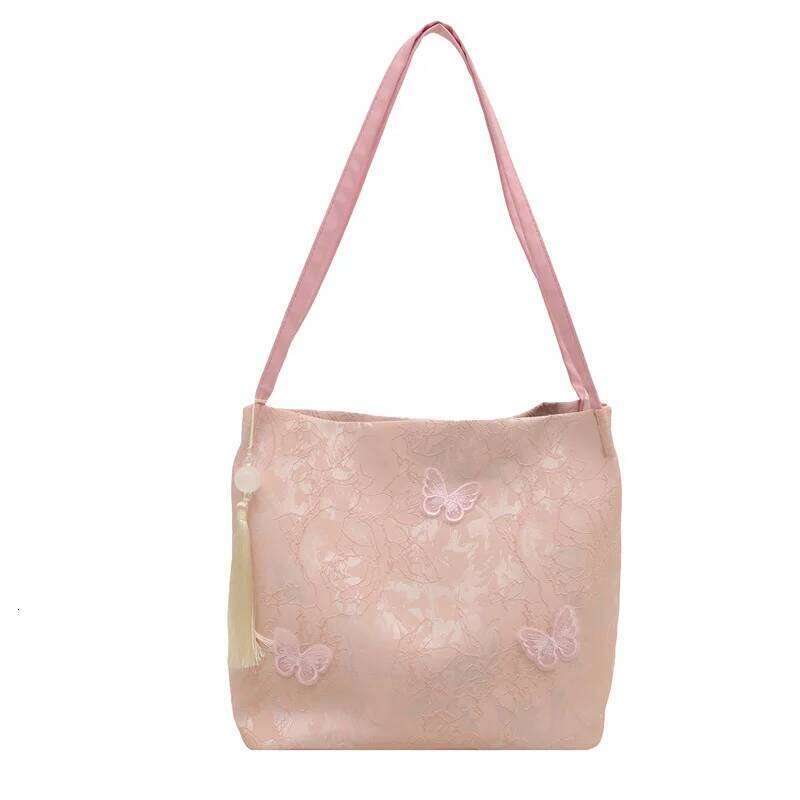 Lace Butterfly Women's Shoulder Bag Large Capacity Ladies Casual Tote Underarm Bags Female Retro Handbags with Tassel Pendant XJ260311