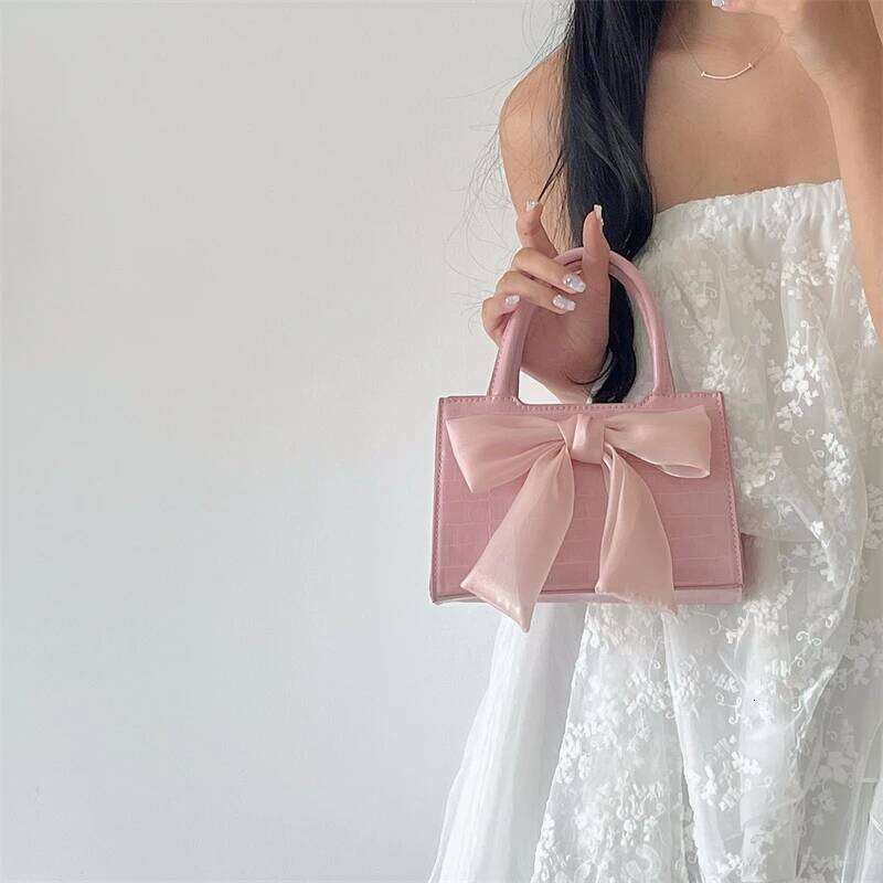 Fashion Women's Clutch Purse Handbags Summer Pink Bowknot Female Underarm Bags Sweet Girl's Small Square Shoulder Messenger Bag XJ260311