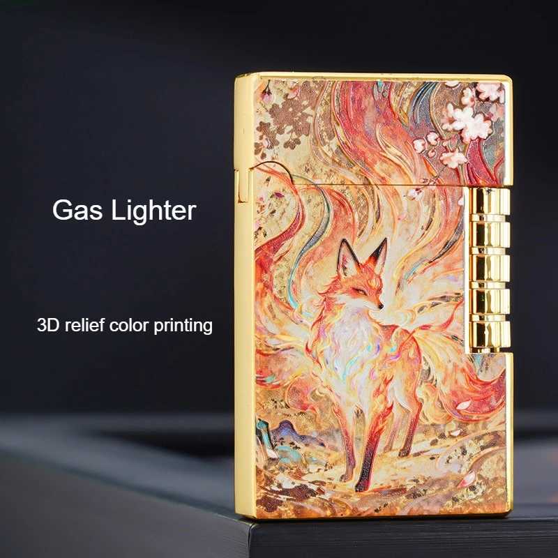 NEW 3D piano sound inflatable lighter metal color printed cigarette lighter side wheel lighter mens holiday gift N260311