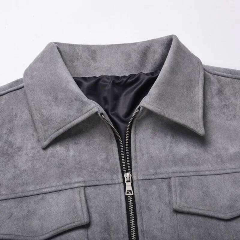 Autumn Jackets Oversize Casual Clothes High Street Pockets Laper Zipper Suede Thick Coat Mens Windbreaker Loose 26Y0310