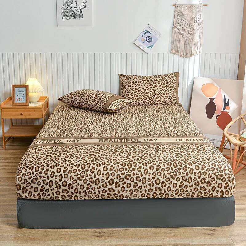 Leopard Print Fitted Wild Animal Cheetah Skin Texture Cover Romantic Fashion Bed Sheet Set with 2 Pillowcase Twin King H260311
