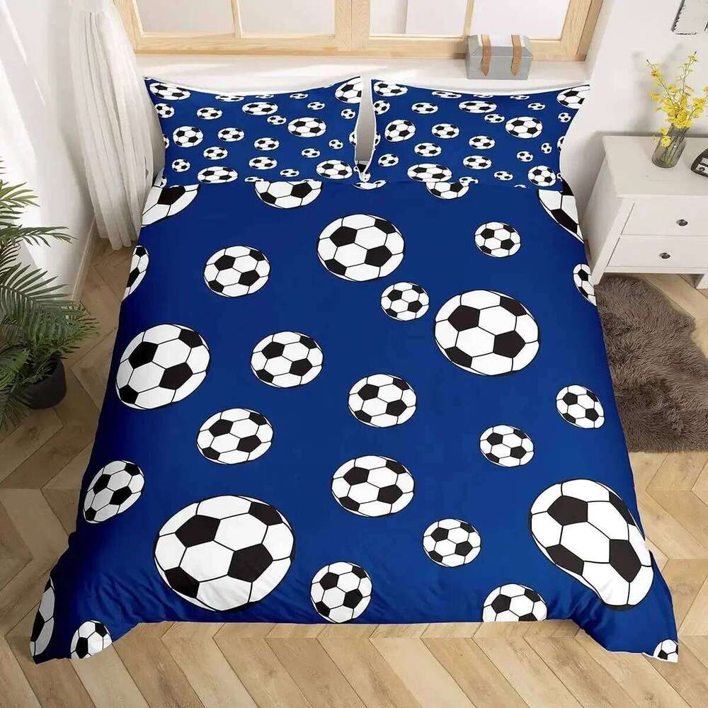 Football Duvet Hand Drawn Sketch Soccer Sports Bedding Set for Boys Teens Men Twin Comforter Cover H260311