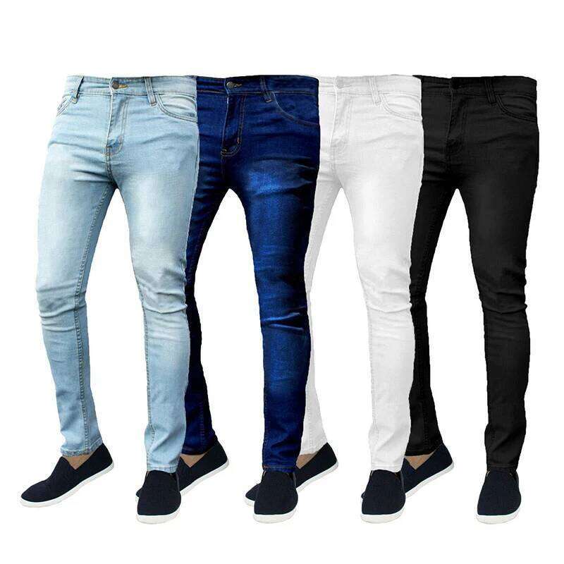 New High Quality Classic Style Slim Jeans for Men Street Male Stretch Denim Trousers Light Blue Skinny Pencil Pants Z260225
