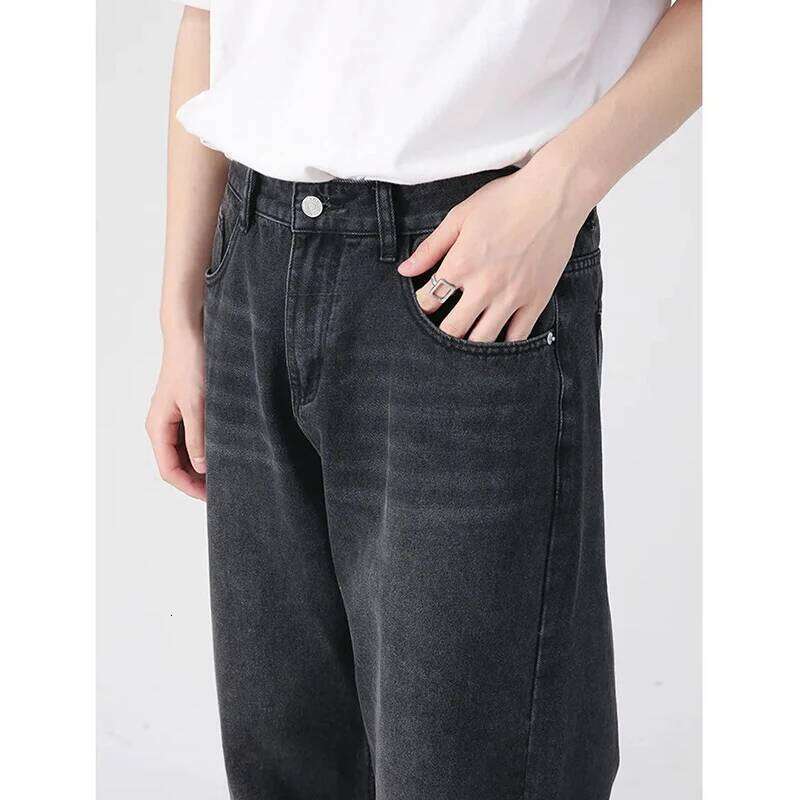 Men Classic Straight Casual Jeans Male Brand Wide Leg Black Pants Simple Vintage Outside High Street Denim Trousers Z260225